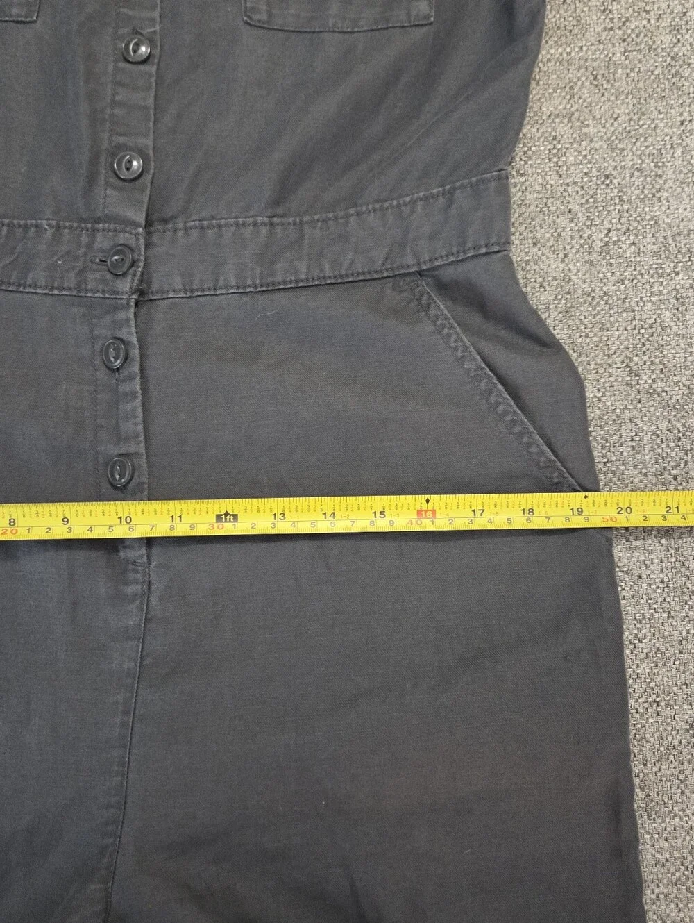 Quince Cotton Linen Twill Short Sleeve Coverall Jumpsuit in Charcoal Size S